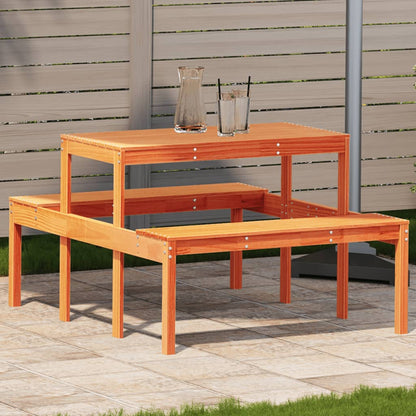 Solid Wood Pine Picnic Table - Wax Brown, 110x134x75 cm