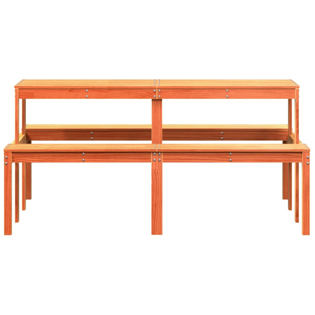 Solid Wood Pine Picnic Table Wax Brown 160x134x75 cm