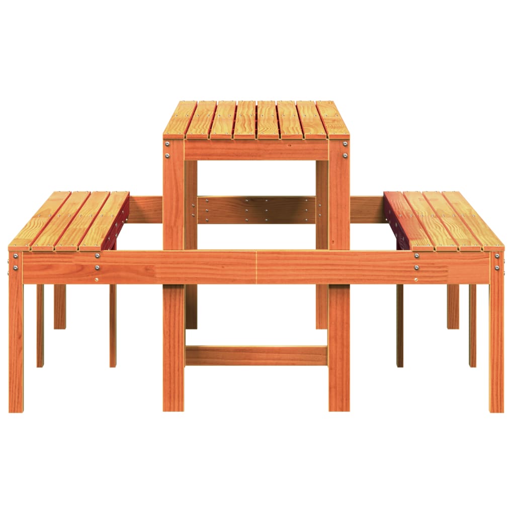Solid Wood Pine Picnic Table Wax Brown 160x134x75 cm