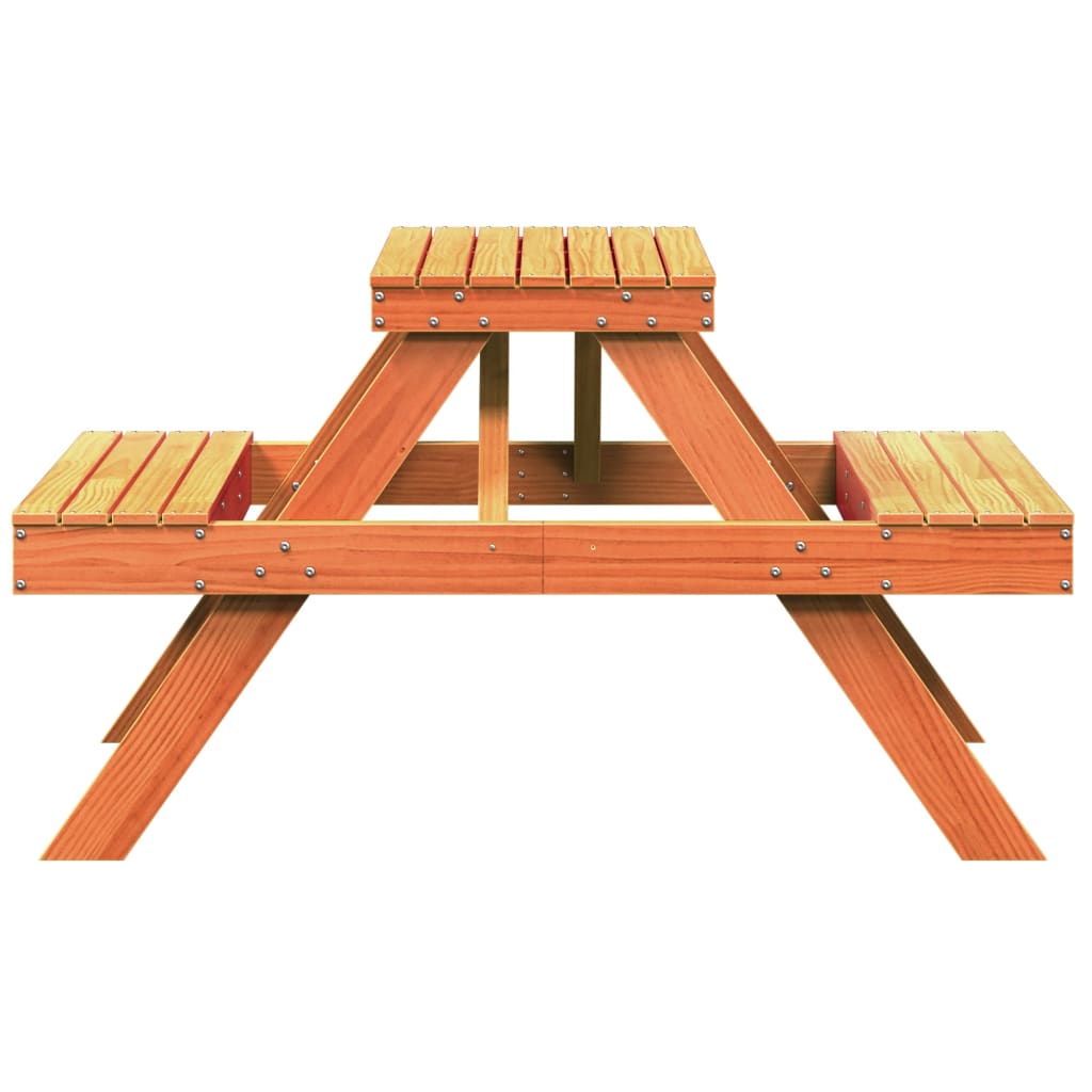 Solid Pine Picnic Table Brown 105x134x75 cm - Durable Outdoor Furniture