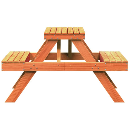 Solid Pine Picnic Table Brown 105x134x75 cm - Durable Outdoor Furniture