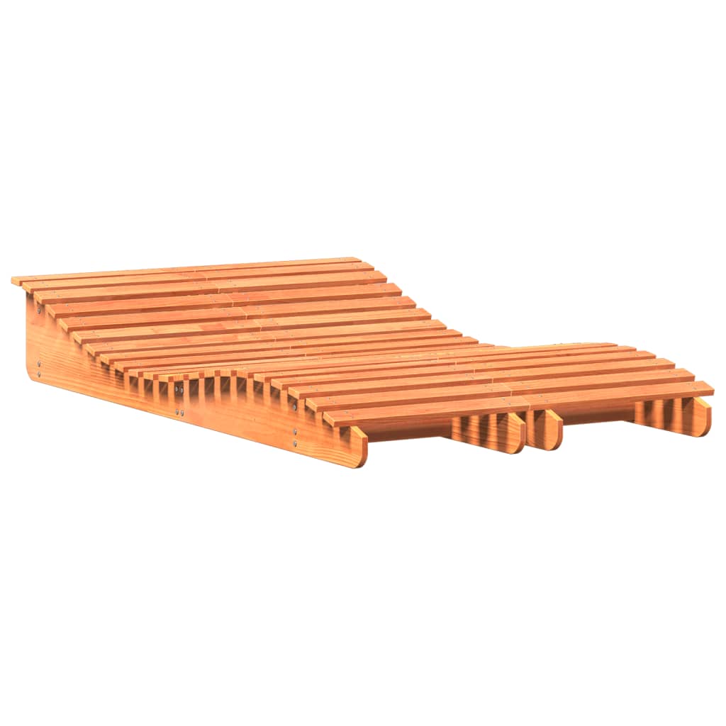 Solid Pine Sun Loungers - Wax Brown, 2 Pcs, 205x60x31.5 cm