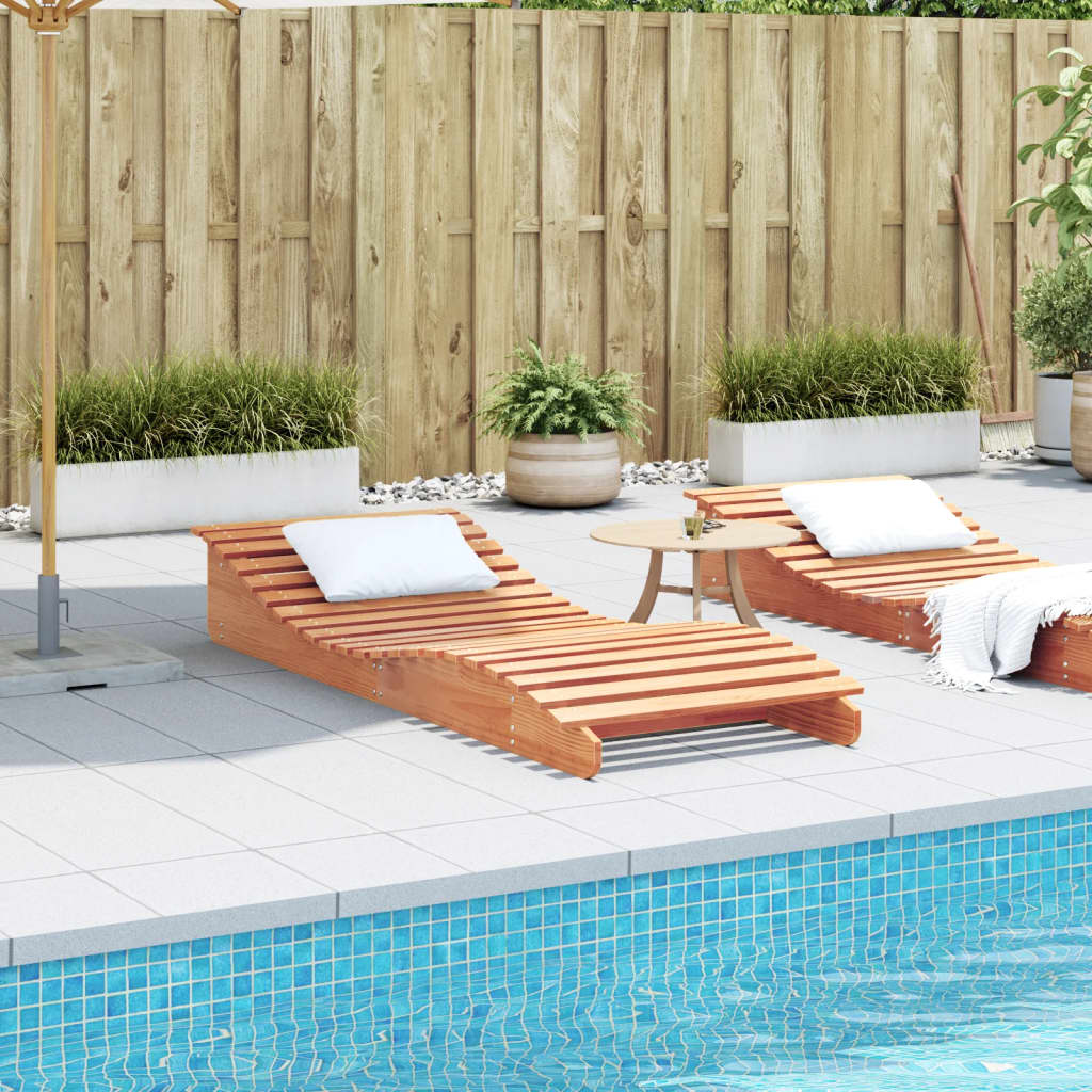 Sun Lounger Wax Brown Solid Pine Wood 205x80x31.5 cm
