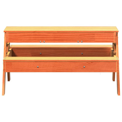 Wax Brown Solid Wood Pine Kids Picnic Table with Sandpit