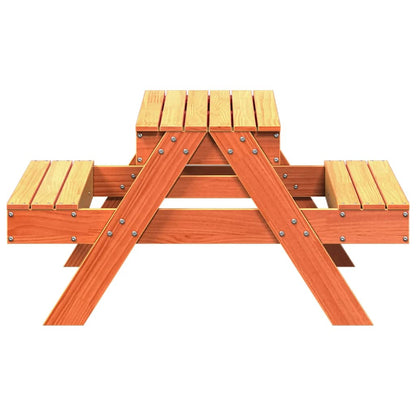 Wax Brown Solid Wood Pine Kids Picnic Table with Sandpit