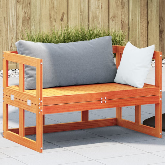 Extendable Wax Brown Pine Garden Sofa Bench - Solid Wood Elegance