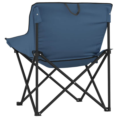 Foldable Blue Camping Chairs with Pocket - 2 Pack, Lightweight Design