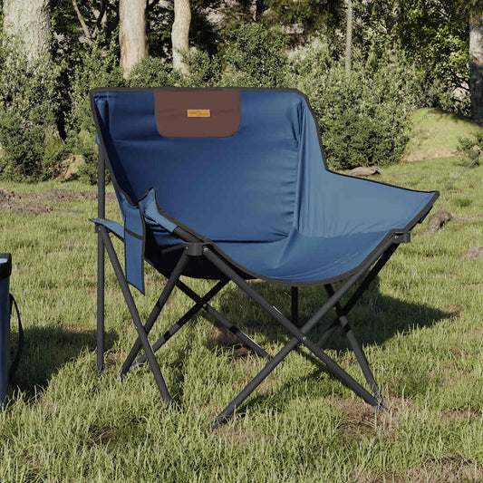 Foldable Blue Camping Chairs with Pocket - 2 Pack, Lightweight Design