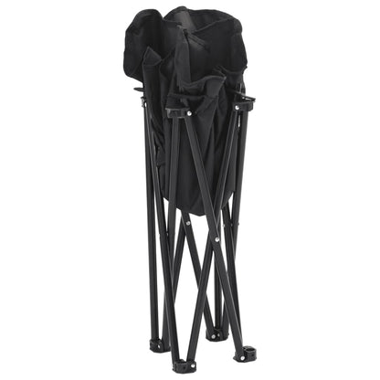 Set of 2 Black Foldable Camping Chairs with Pockets - Durable & Lightweight