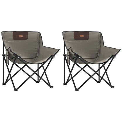 Foldable Camping Chairs with Pocket, 2-Pack, Grey, Durable Material