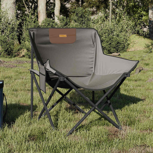 Foldable Camping Chairs with Pocket, 2-Pack, Grey, Durable Material