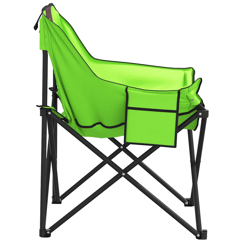 Green Foldable Camping Chairs with Pocket - 2 Pack, Durable & Portable