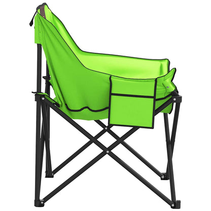 Green Foldable Camping Chairs with Pocket - 2 Pack, Durable & Portable