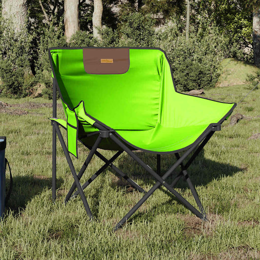 Green Foldable Camping Chairs with Pocket - 2 Pack, Durable & Portable