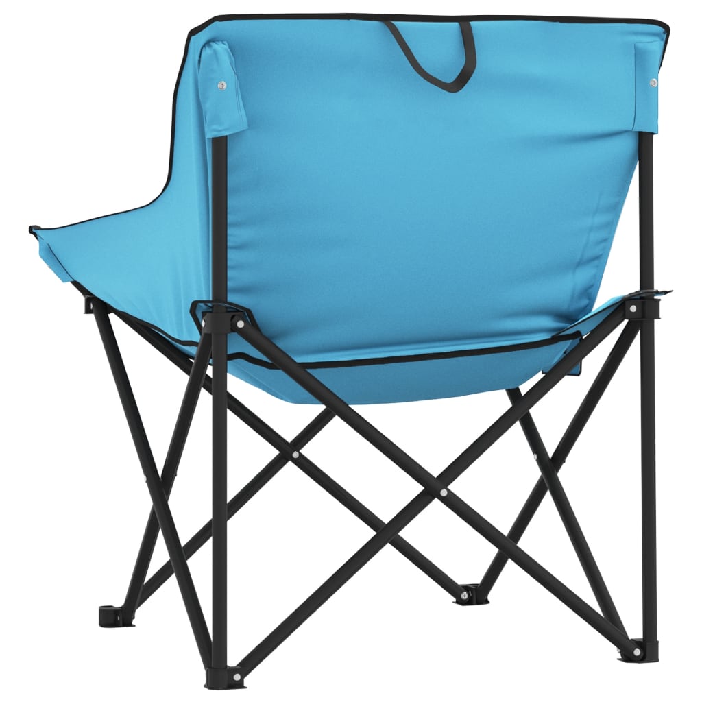 Bright Blue Foldable Camping Chairs Set (2 pcs) with Pocket