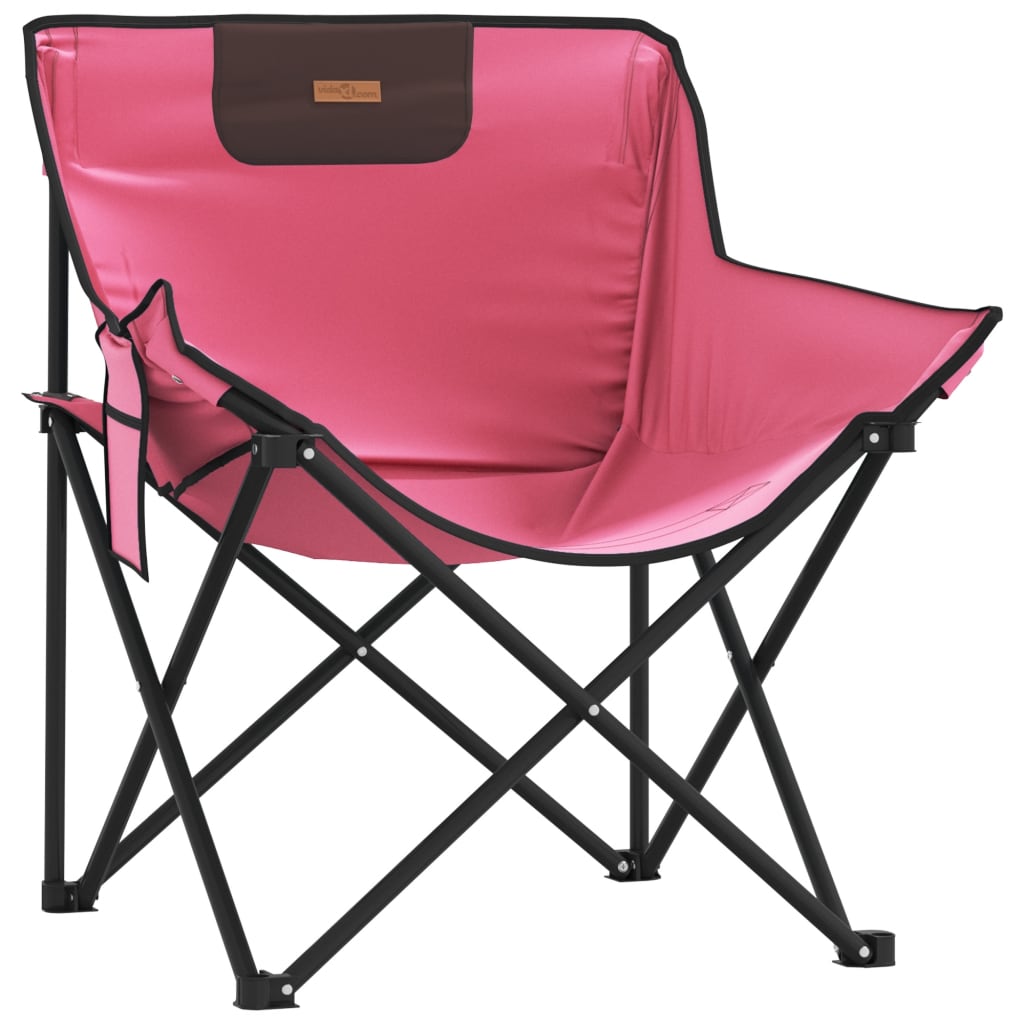 Pink Foldable Camping Chairs with Pocket - 2 Pack, Lightweight & Durable