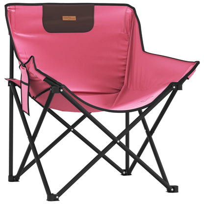 Pink Foldable Camping Chairs with Pocket - 2 Pack, Lightweight & Durable