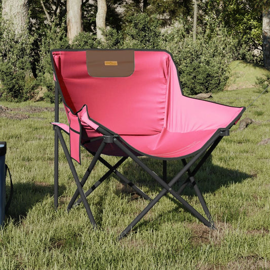 Pink Foldable Camping Chairs with Pocket - 2 Pack, Lightweight & Durable