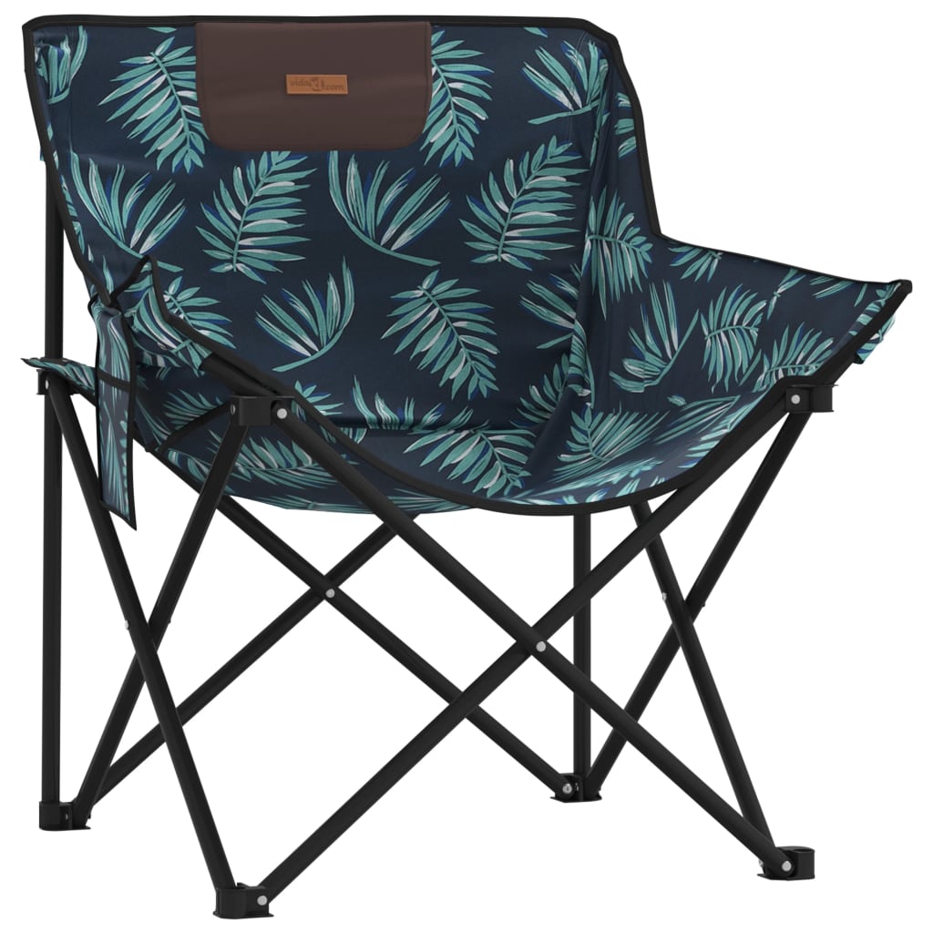 Foldable Camping Chairs with Leaf Print - 2 Pack, Pocket-Ready