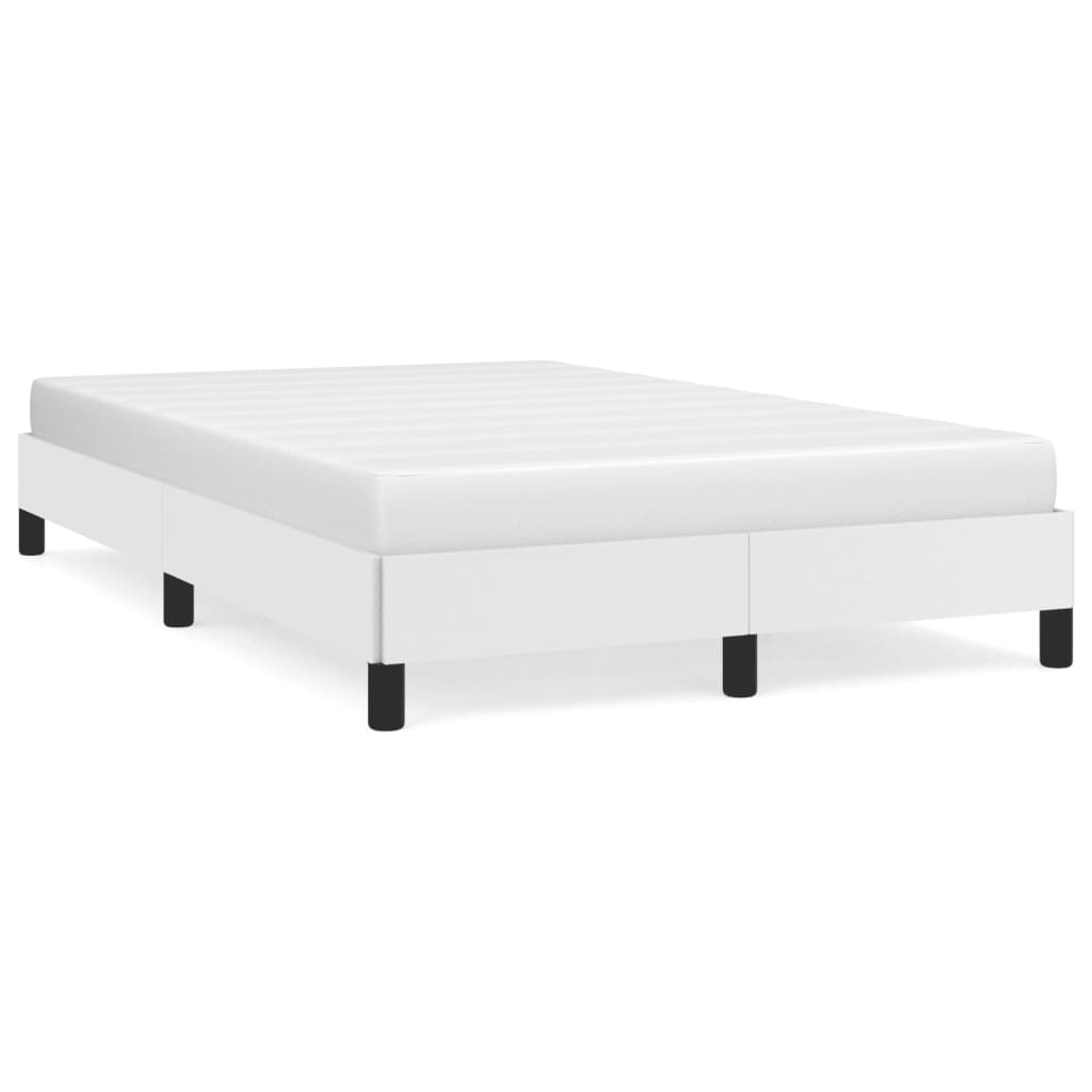 White Faux Leather Bed Frame 120x190 cm - Small Double Size