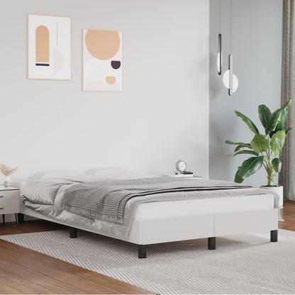 White Faux Leather Bed Frame 120x190 cm - Small Double Size