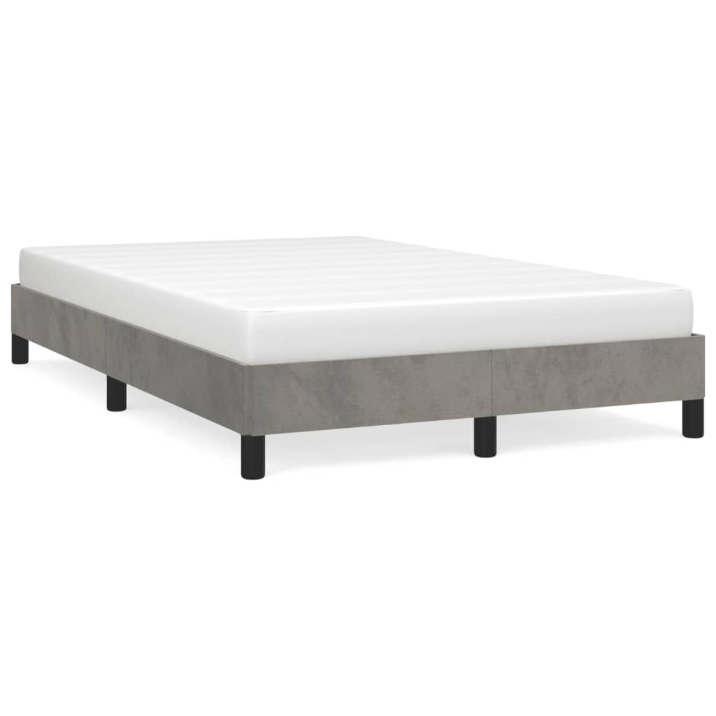 Light Grey Velvet Small Double Bed Frame 120x190 cm - No Mattress