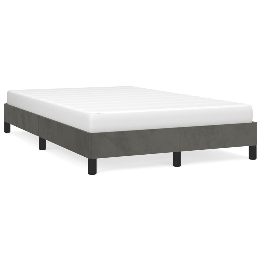 Small Double Velvet Bed Frame, Dark Grey, 120x190 cm