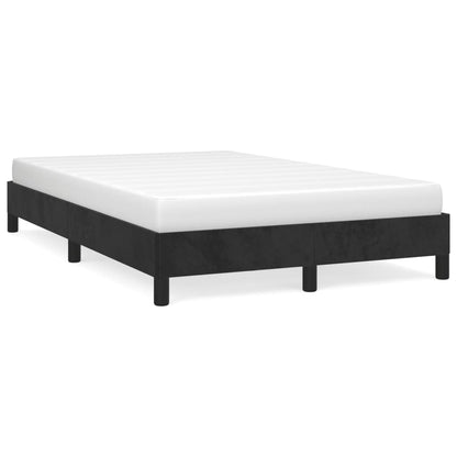 Small Double Velvet Bed Frame - Black 120x190 cm | No Mattress