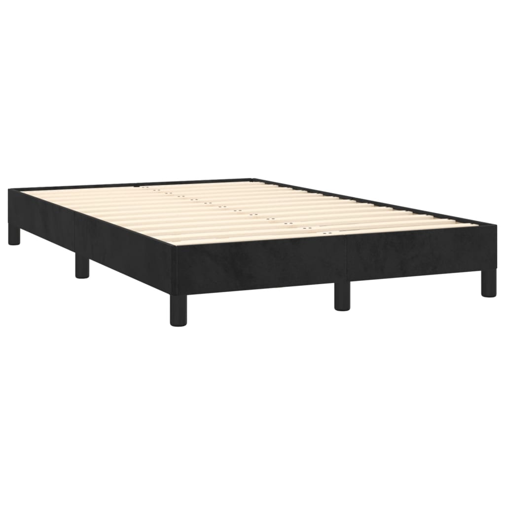 Small Double Velvet Bed Frame - Black 120x190 cm | No Mattress