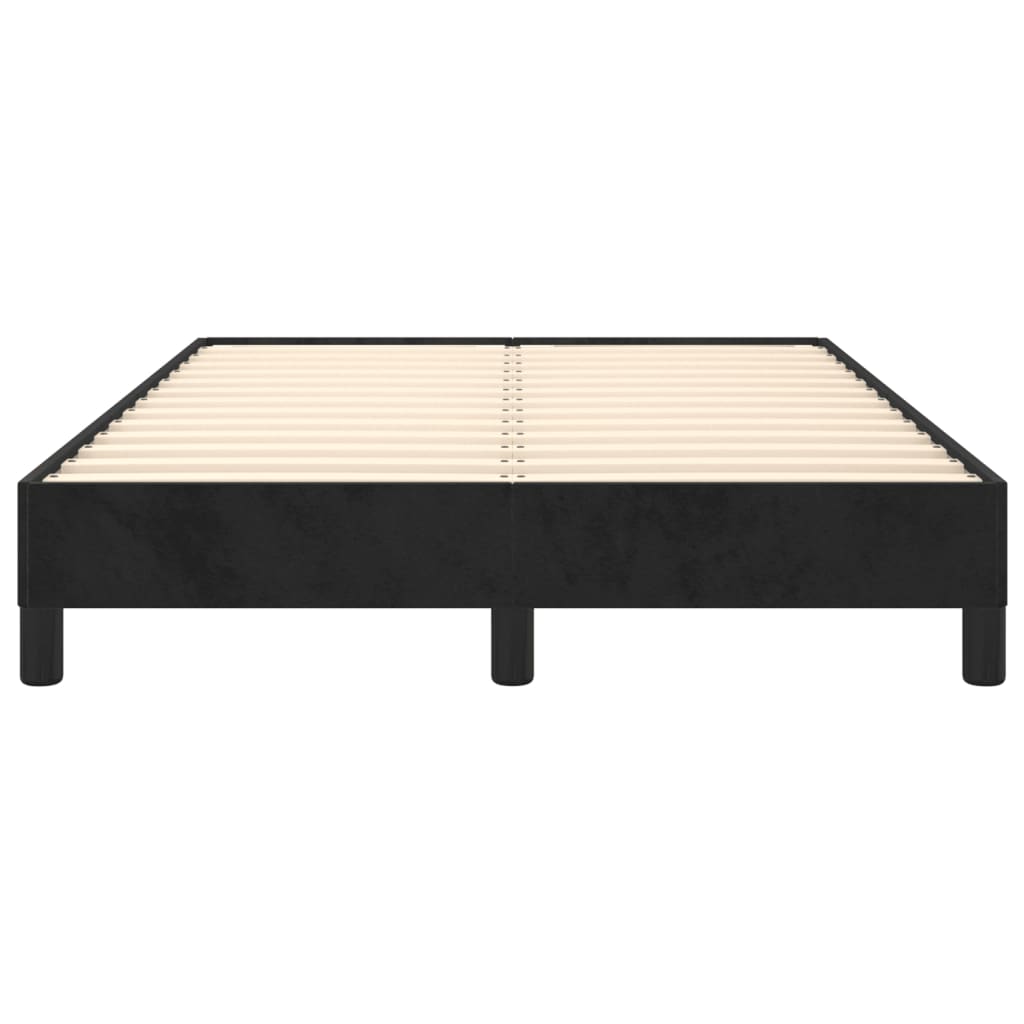 Small Double Velvet Bed Frame - Black 120x190 cm | No Mattress