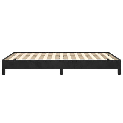 Small Double Velvet Bed Frame - Black 120x190 cm | No Mattress