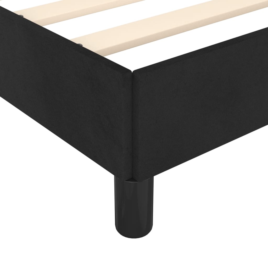 Small Double Velvet Bed Frame - Black 120x190 cm | No Mattress