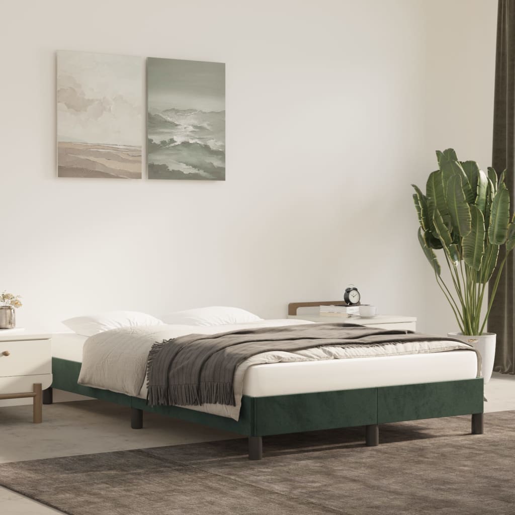 Velvet Dark Green Small Double Bed Frame 120x190 cm