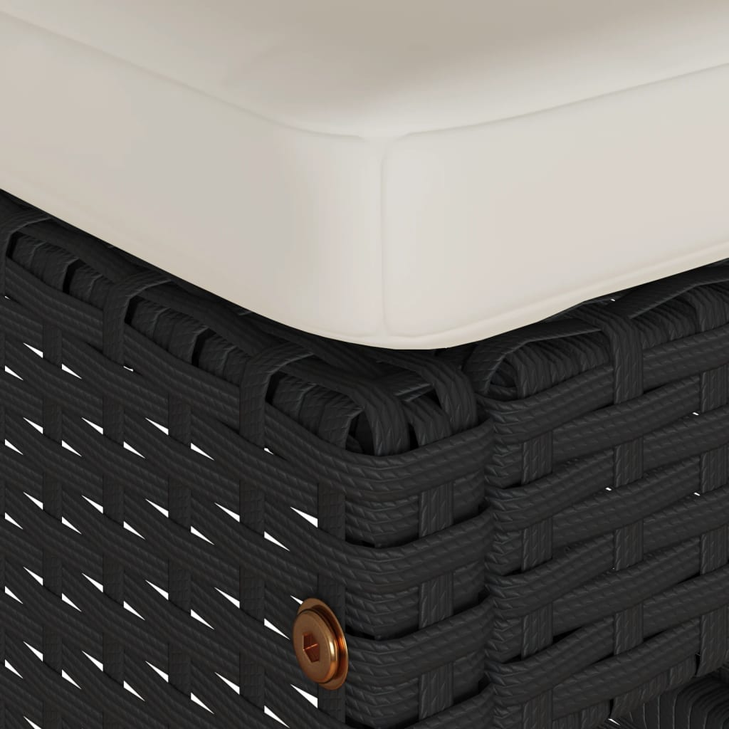 Black Poly Rattan Garden Bar Stools with Cushions - Set of 4