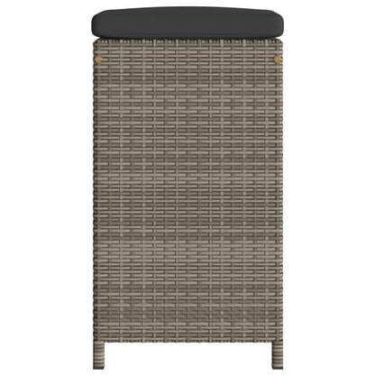 Garden Bar Stools with Cushions 6 pcs Grey Poly Rattan