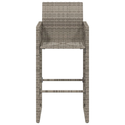 Set of 2 Grey Poly Rattan Garden Bar Stools - Stylish & Durable