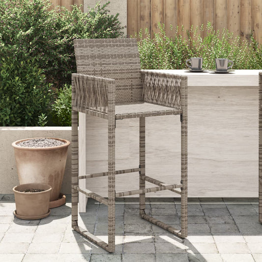 Set of 2 Grey Poly Rattan Garden Bar Stools - Stylish & Durable