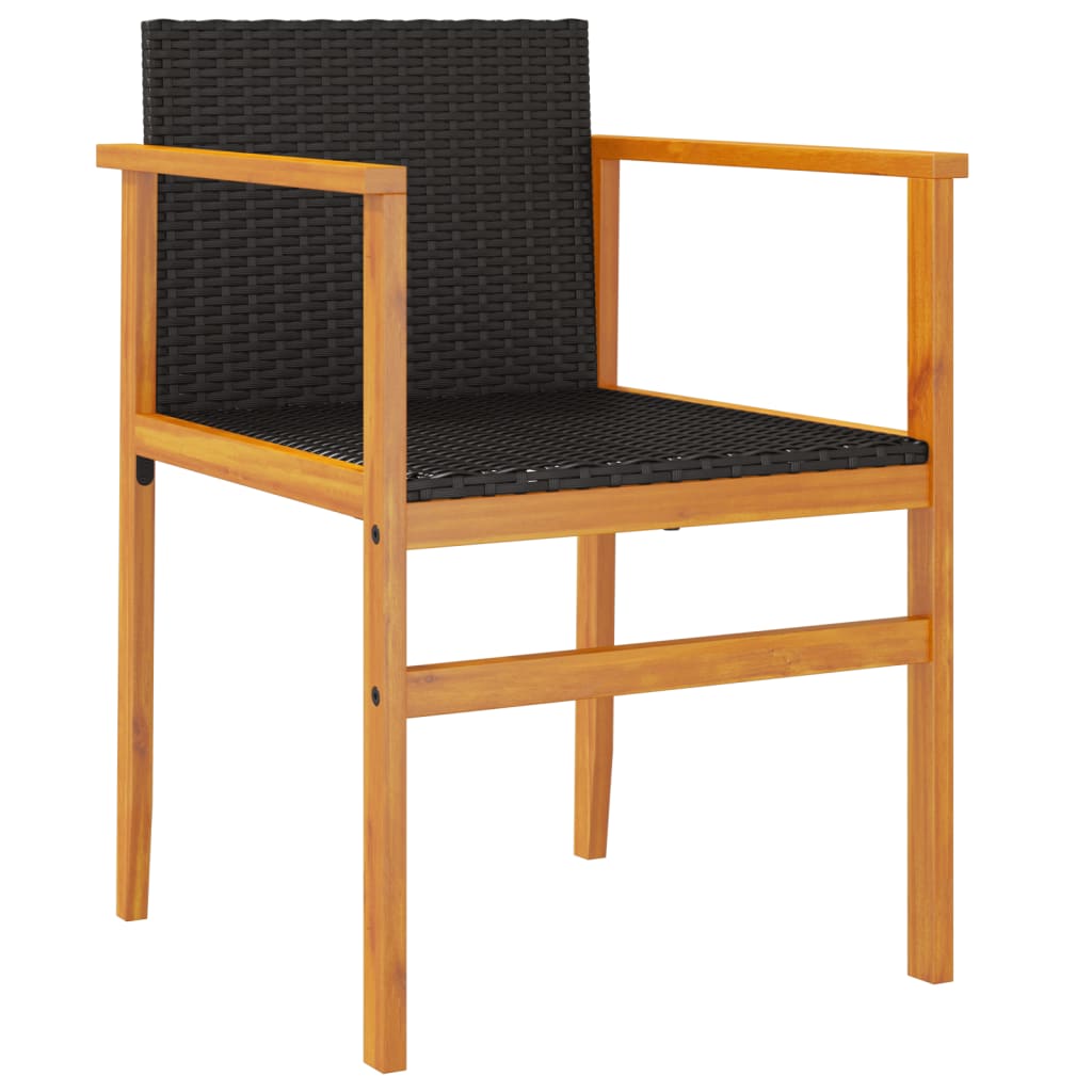 Black Poly Rattan & Wood Garden Chairs Set of 2 - Stylish & Durable
