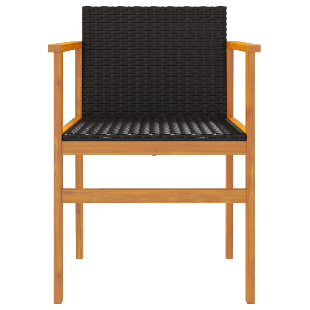 Black Poly Rattan & Wood Garden Chairs Set of 2 - Stylish & Durable