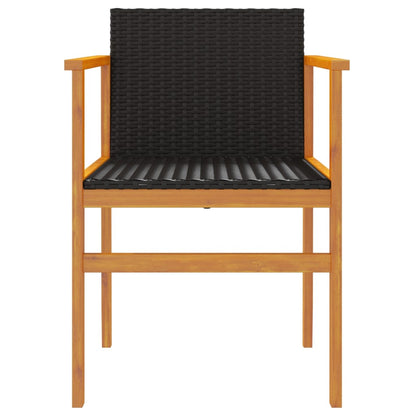 Black Poly Rattan & Wood Garden Chairs Set of 2 - Stylish & Durable