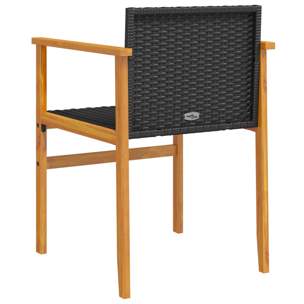 Black Poly Rattan & Wood Garden Chairs Set of 2 - Stylish & Durable