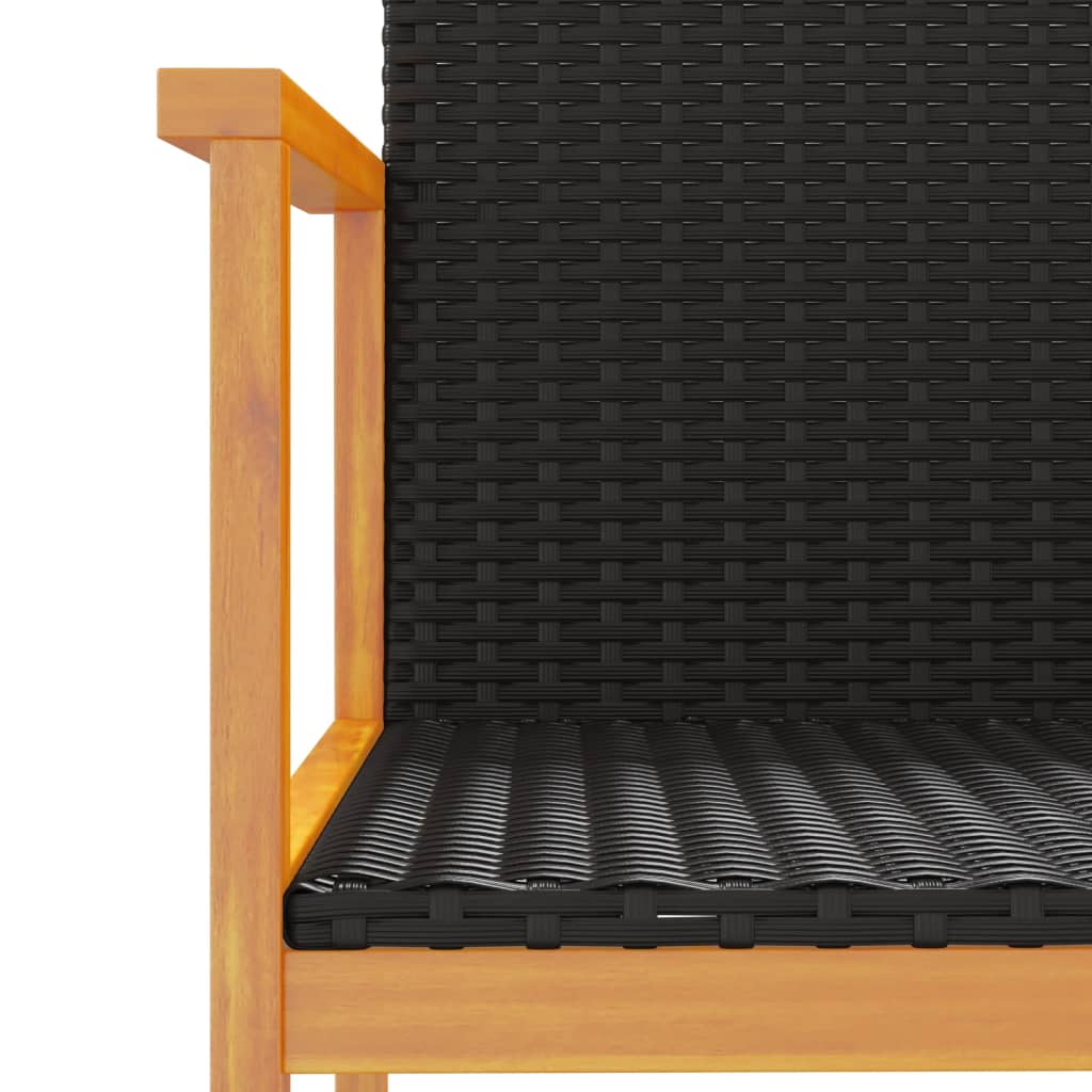 Black Poly Rattan & Wood Garden Chairs Set of 2 - Stylish & Durable