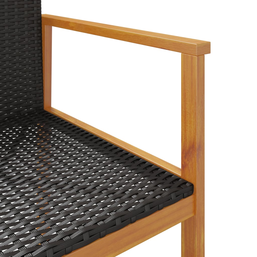 Black Poly Rattan & Wood Garden Chairs Set of 2 - Stylish & Durable