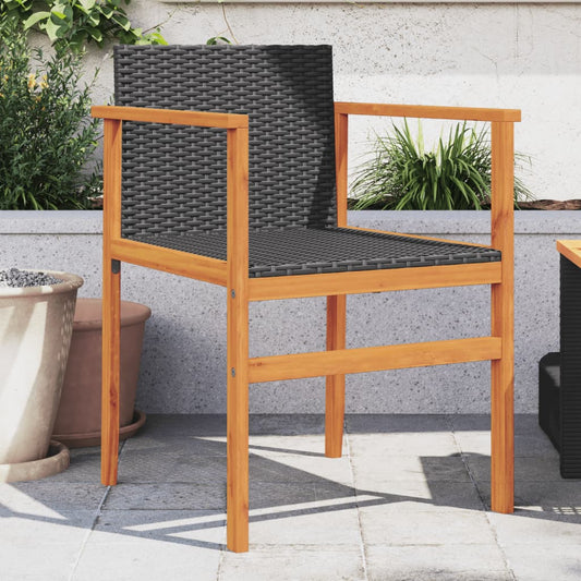 Black Poly Rattan & Wood Garden Chairs Set of 2 - Stylish & Durable