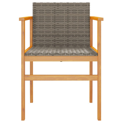 2-Piece Grey Poly Rattan & Solid Wood Garden Chairs Set