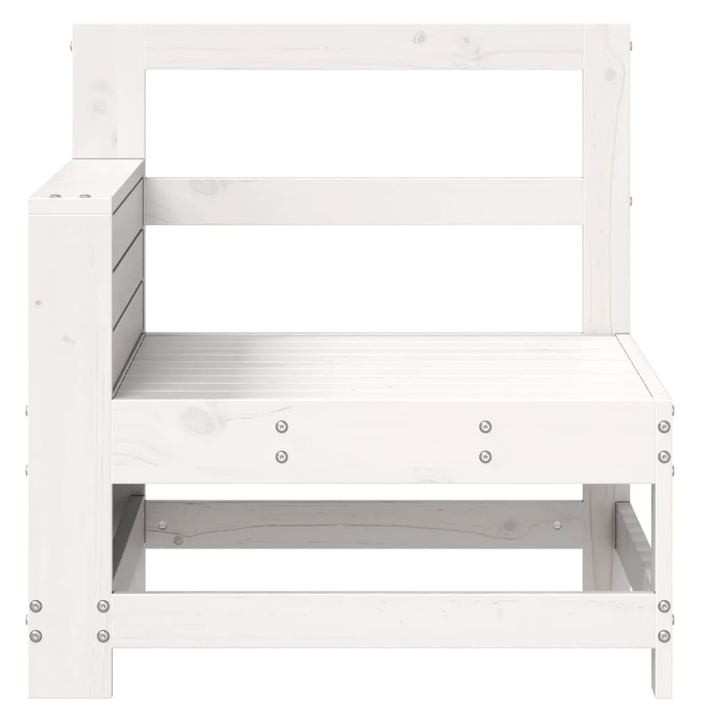 White Solid Pine Garden Sofa with Armrest & Side Table Combo