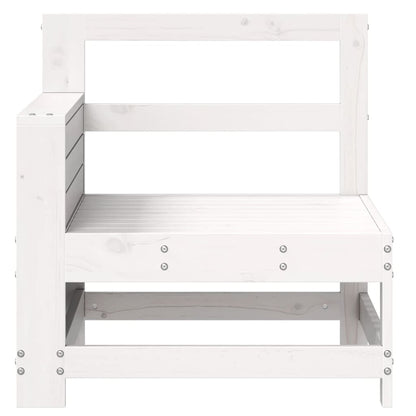 White Solid Pine Garden Sofa with Armrest & Side Table Combo