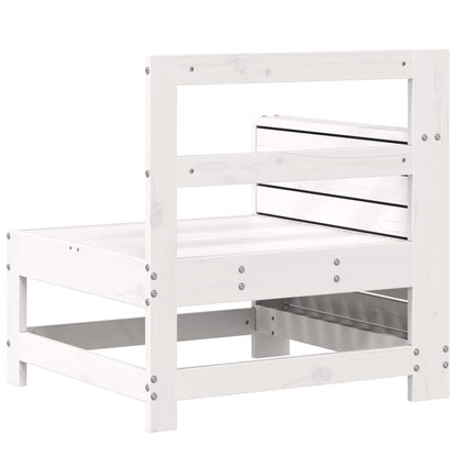 White Solid Pine Garden Sofa with Armrest & Side Table Combo