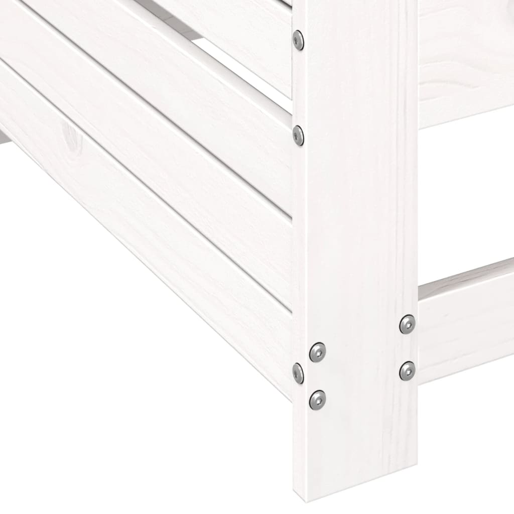 White Solid Pine Garden Sofa with Armrest & Side Table Combo