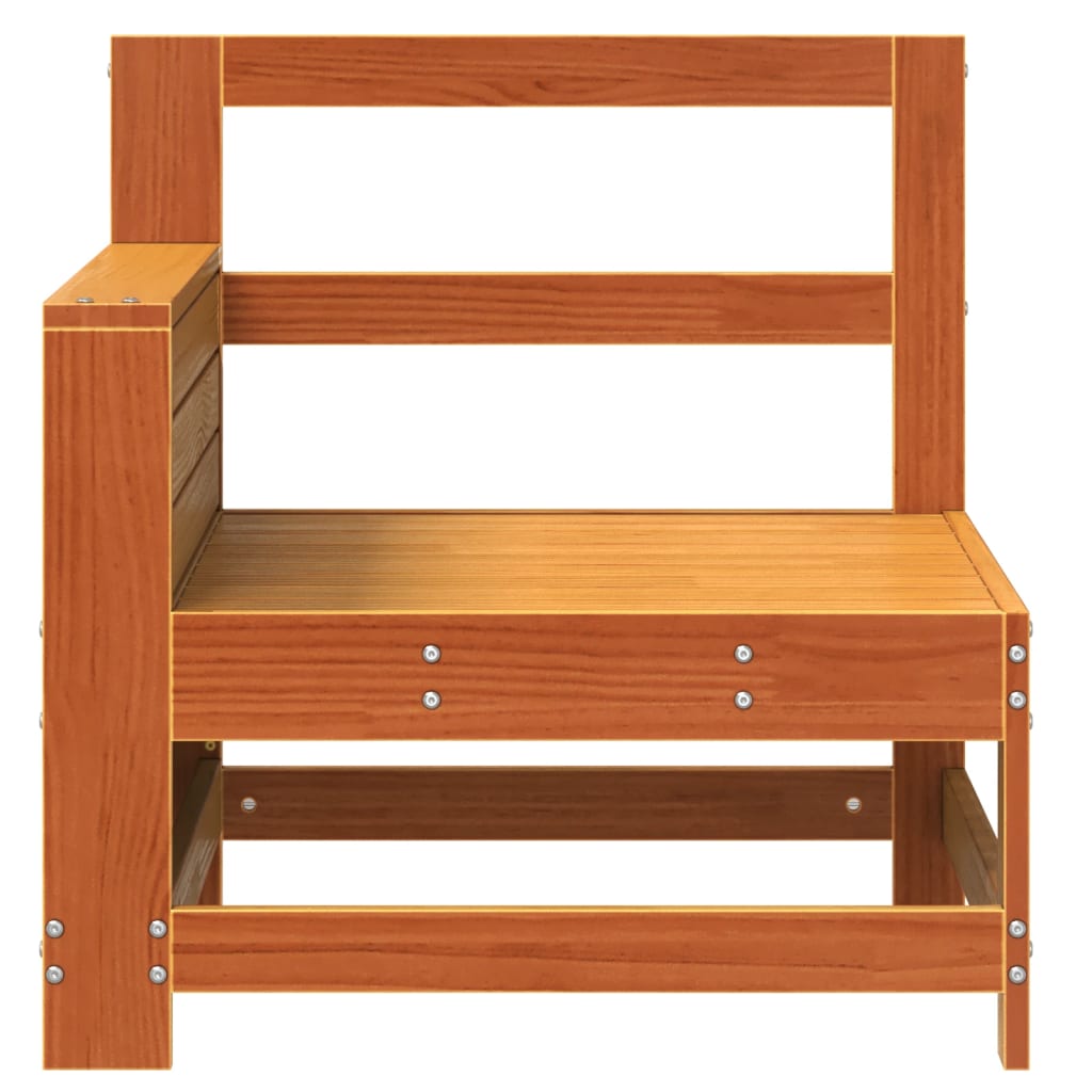 Garden Armrest Sofa Set, Wax Brown Pine Wood with Side Table
